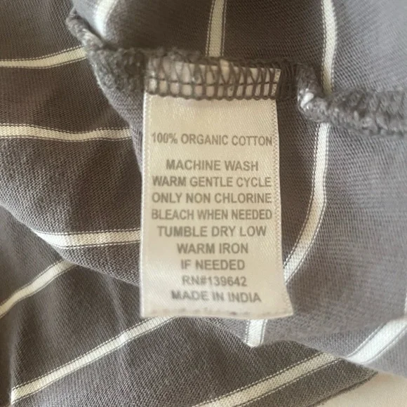 Mollusk Organic 100% Cotton Grey White Striped Pocket Tee – Men’s Large - Picture 4 of 7
